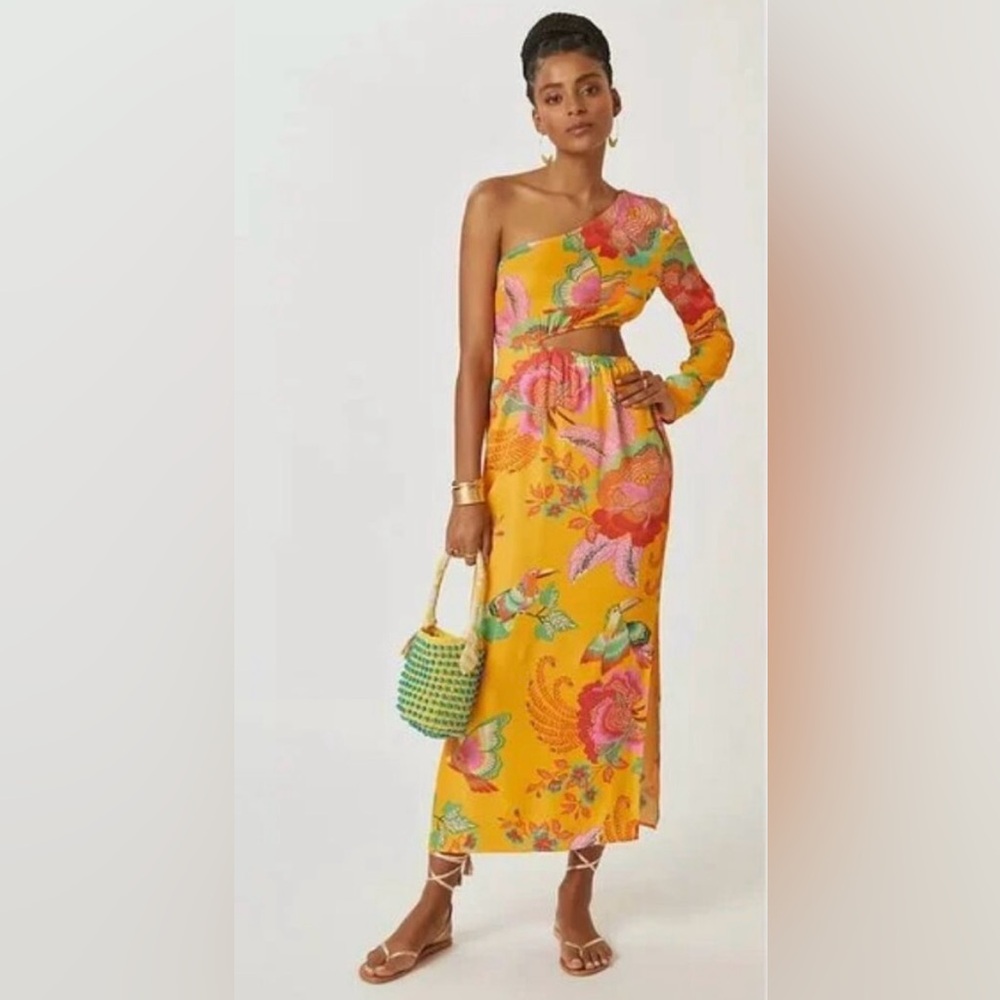 Farm Rio x Anthropologie XS One-Shoulder Dress